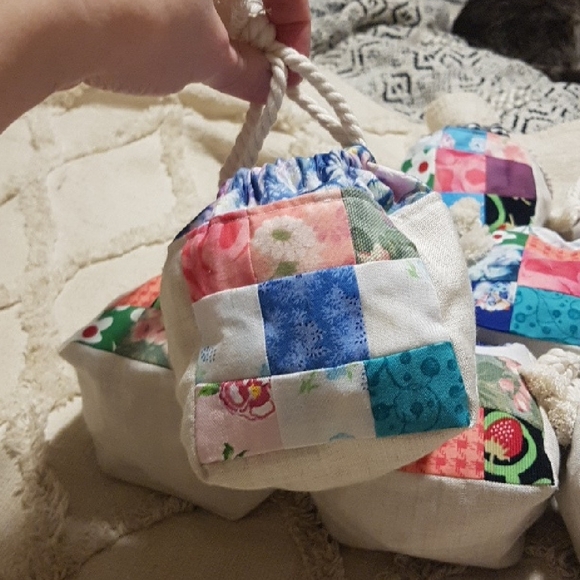 Colorful Patchwork Drawstring Bags - Picture 2 of 11